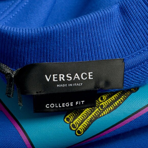 Versace Men's College Fit Royal Blue Logo Print Crewneck Sweatshirt US XL IT 54 - Picture 6 of 6